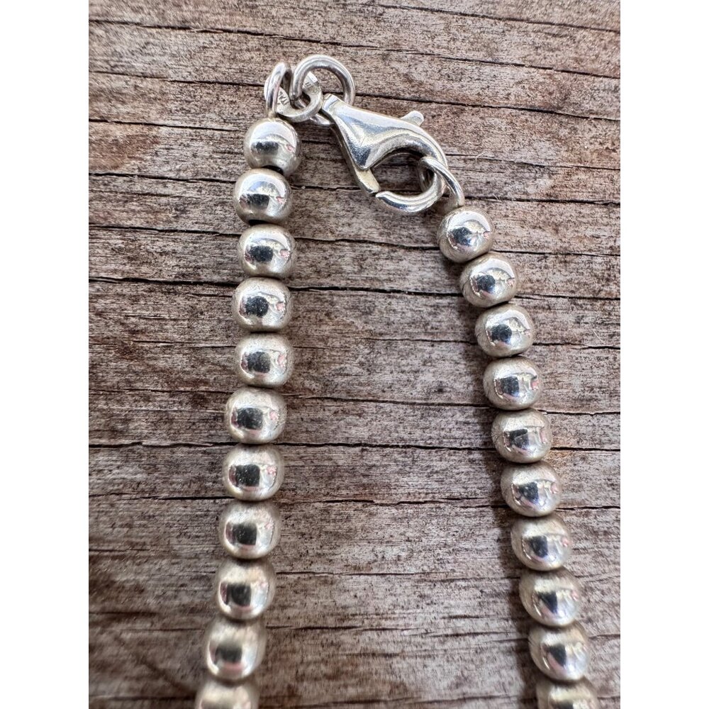 Italian Sterling Silver Graduated Bead Necklace 17” 925 Lobster Clasp 14.35g - Picture 5 of 7